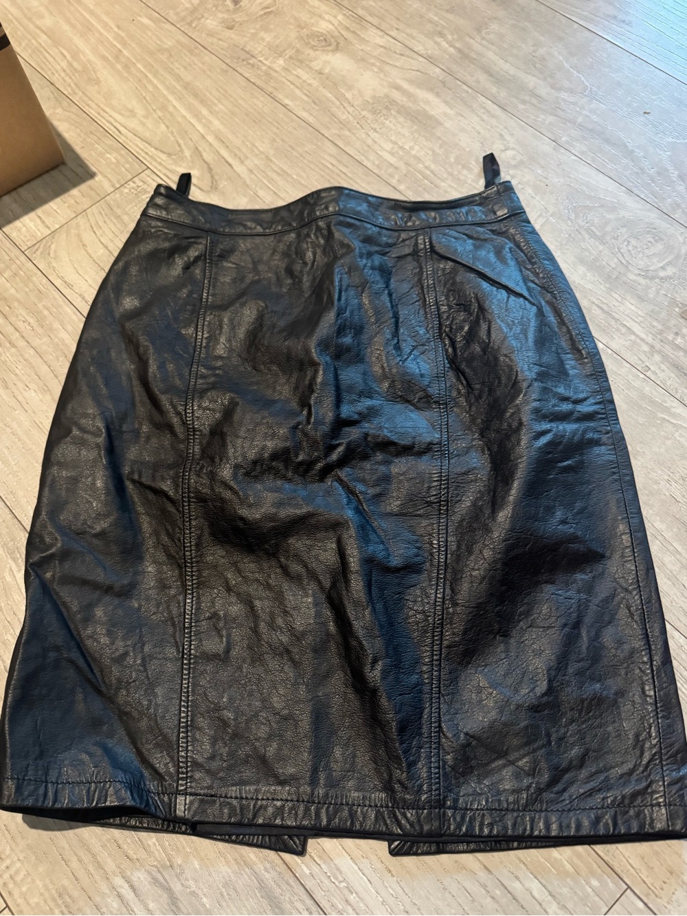 Vintage Pelle Cuir Classic Black Leather Pencil Mini Skirt